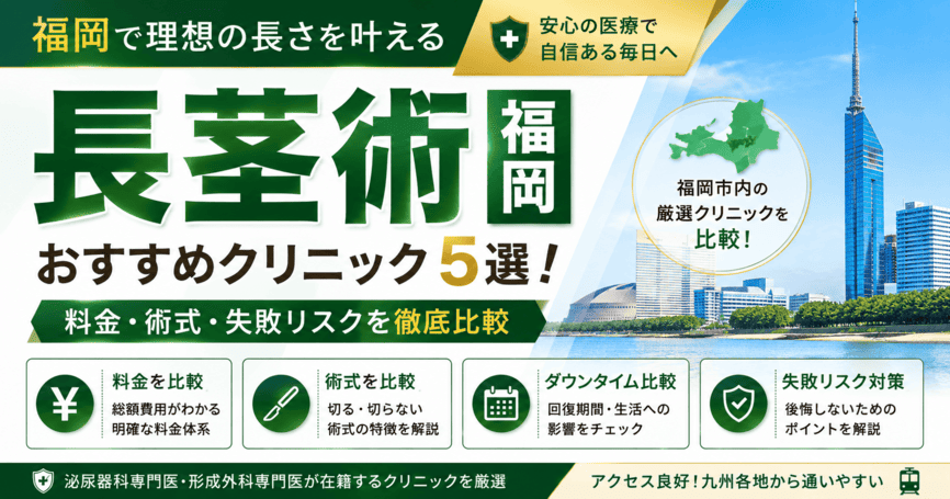 長茎術おすすめクリニック福岡5選！料金・術式・失敗リスクを比較