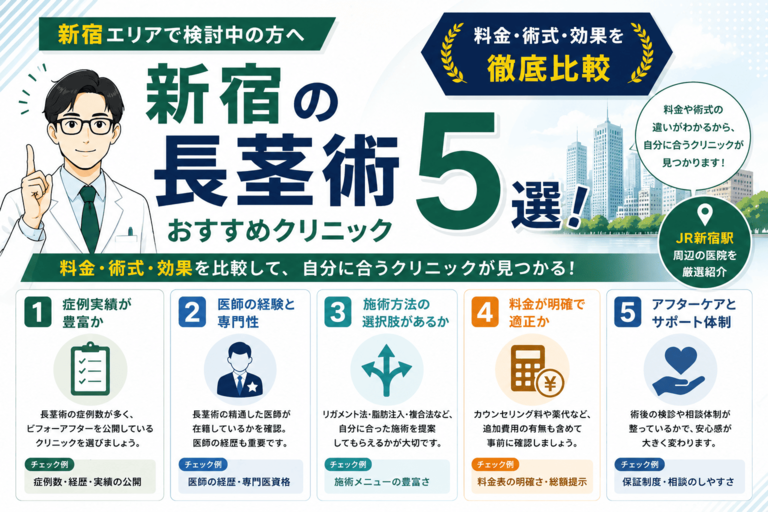 新宿の長茎術おすすめクリニック7選!料金・術式・効果を比較
