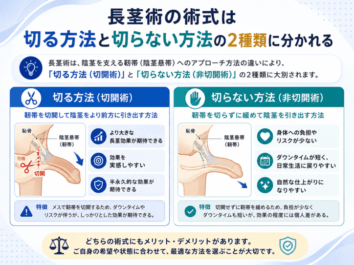 長茎術の術式・切る方法と切らない方法の解説