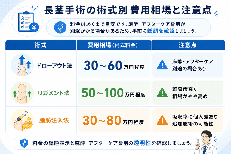 料金の総額表示と麻酔・アフターケア費用の透明性を確認する