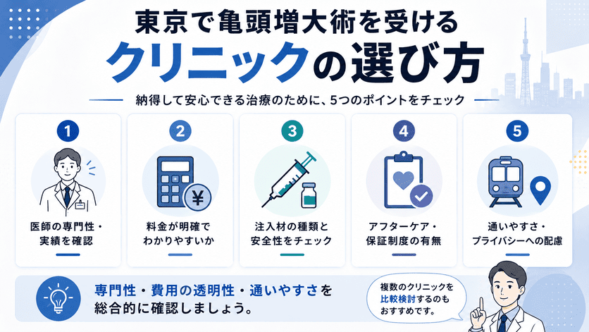 東京で亀頭増大術を受けるクリニックの選び方